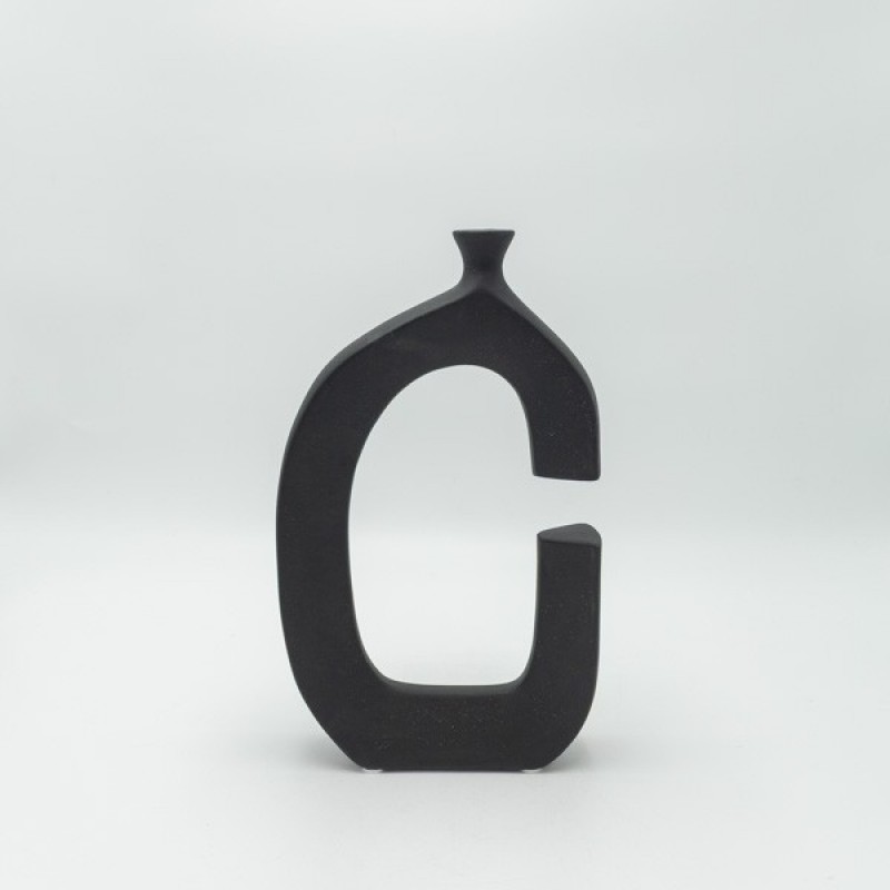 VASE, CERAMIC, BLACK, 18x5x29.5cm 819-00642