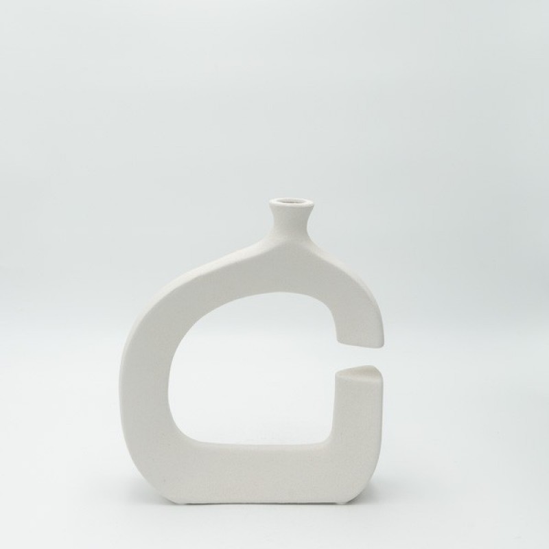 VASE, CERAMIC, WHITE, 21.5x5.5x24.5cm 819-00643