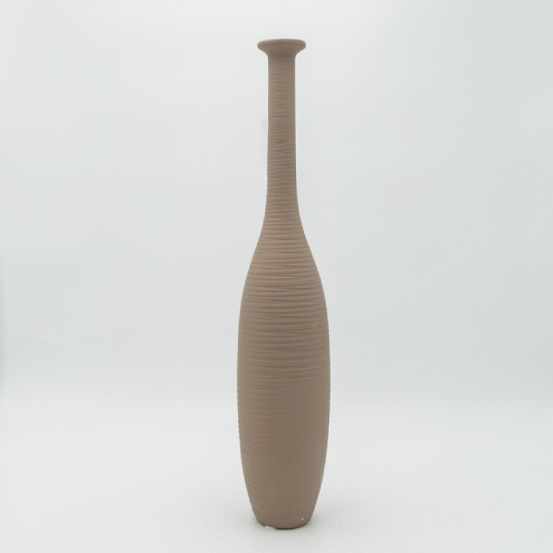 VASE, CERAMIC, DARK BEIGE, 9x9x46cm 819-00644