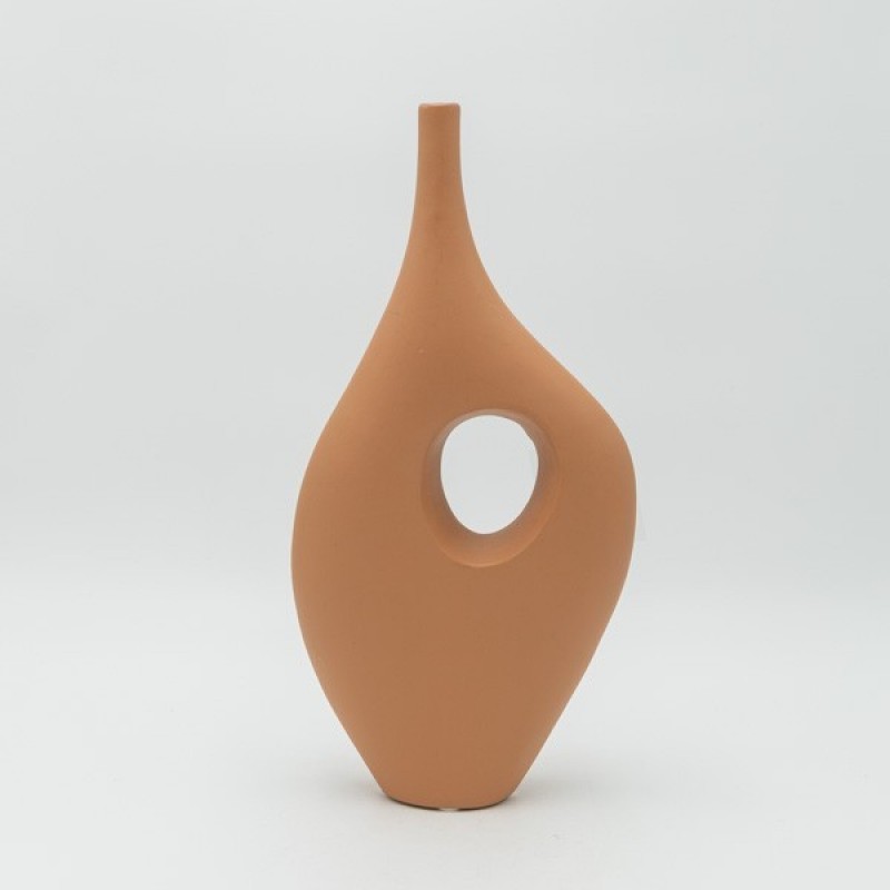 VASE, CERAMIC, BROWN, 17.5x5.5x35.5cm 819-00649