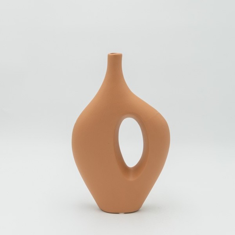 VASE, CERAMIC, BROWN, 18x5.5x29cm 819-00650