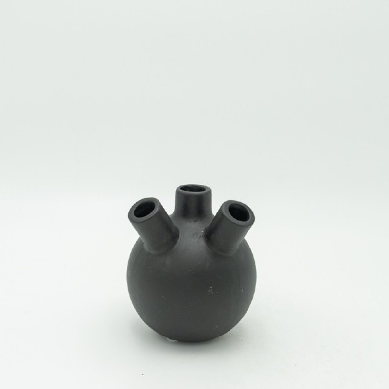 VASE, CERAMIC, BLACK, 11.5x10.5x12.5cm 819-00654