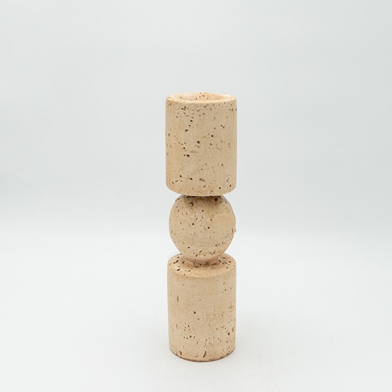 CANDLE HOLDER, CEMENT, BEIGE, 7.8x7.8x29.5cm 819-00658