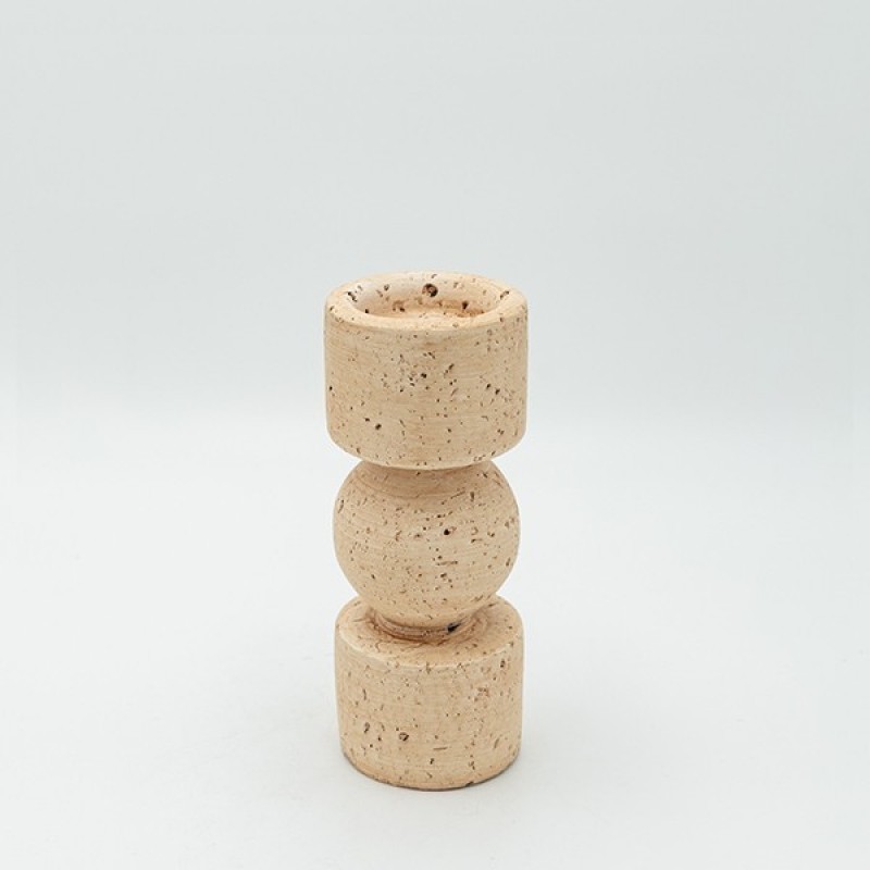 CANDLE HOLDER, CEMENT, BEIGE, 7.8x7.8x20cm 819-00659