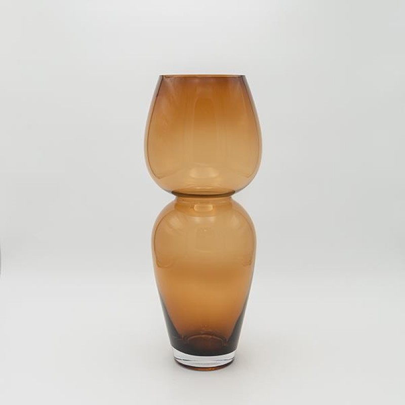 VASE GLASS BROWN 17x17x41.5cm 819-01048
