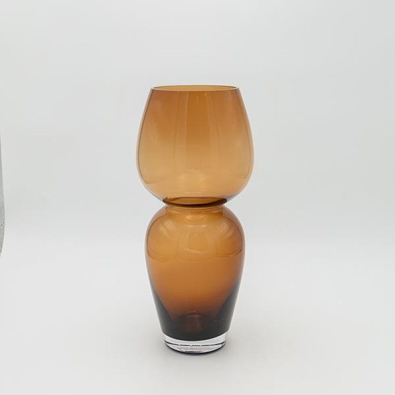 VASE GLASS BROWN 15x15x34cm 819-01049