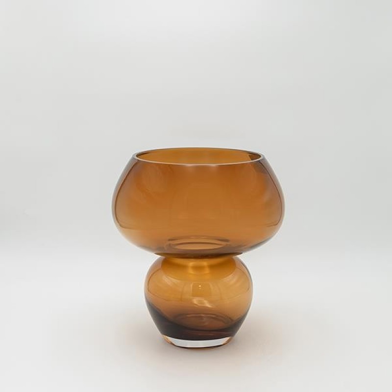 VASE GLASS BROWN 24x24x26cm 819-01050