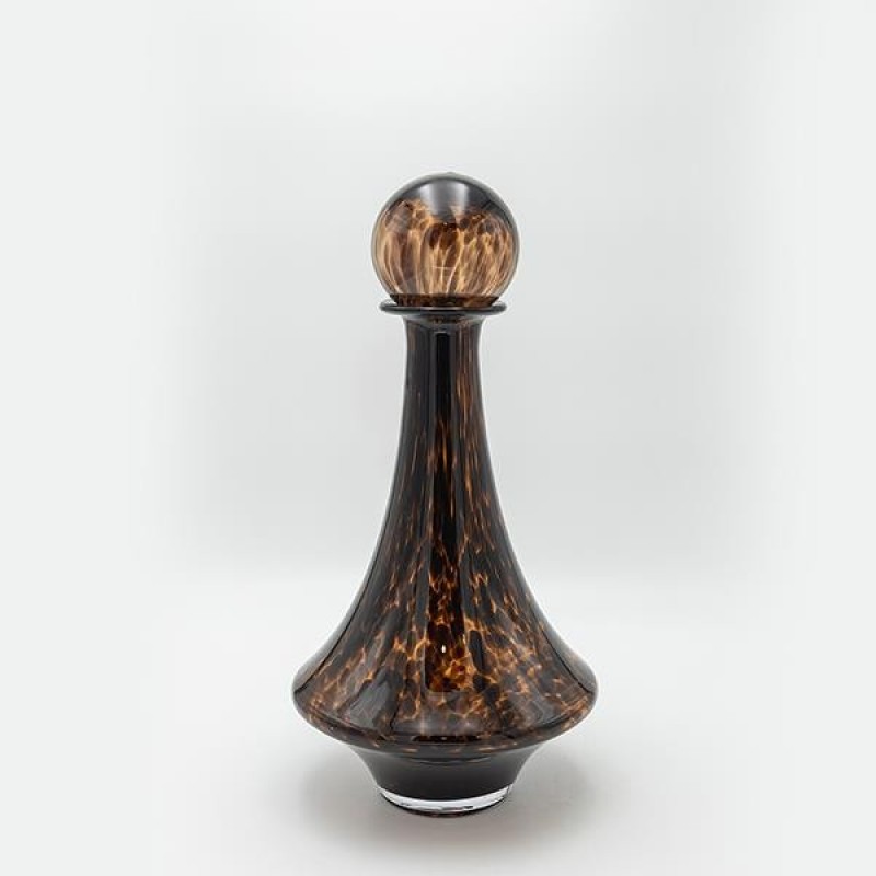 DECANTER GLASS BROWN WITH BLACK DETAILS 18.5x18.5x33cm 819-01056