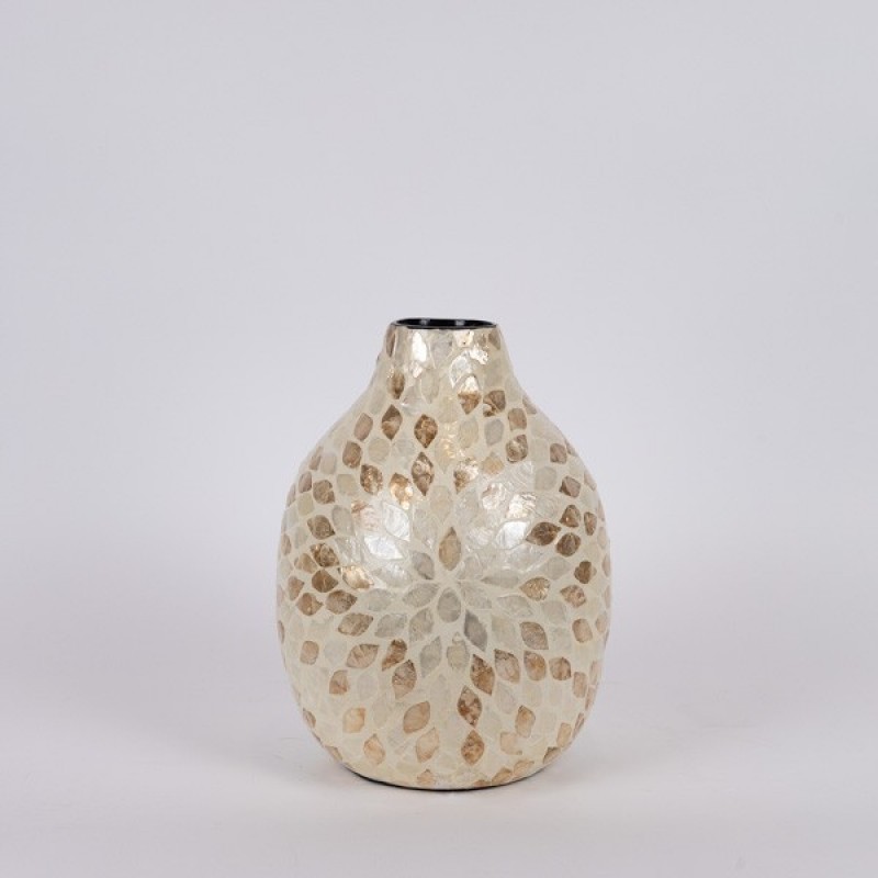 VASE SEASHELL BEIGE - IRIDESCENT WHITE 25x34cm 819-01065