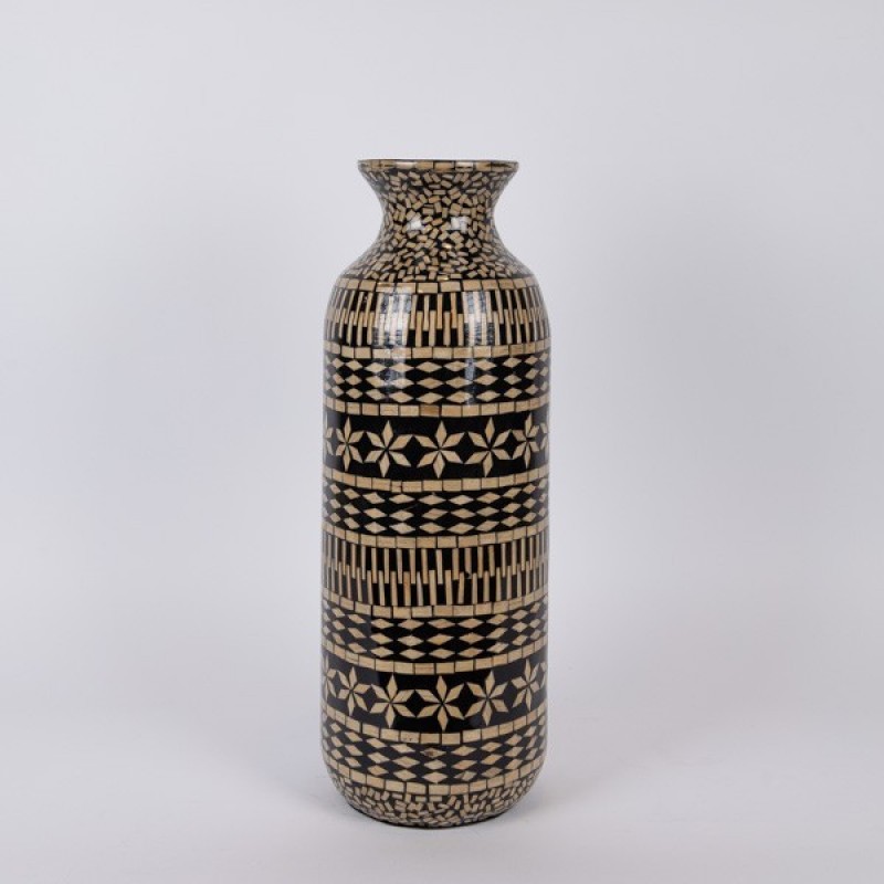 VASE BAMBOO BLACK - BEIGE 20x57cm 819-01068
