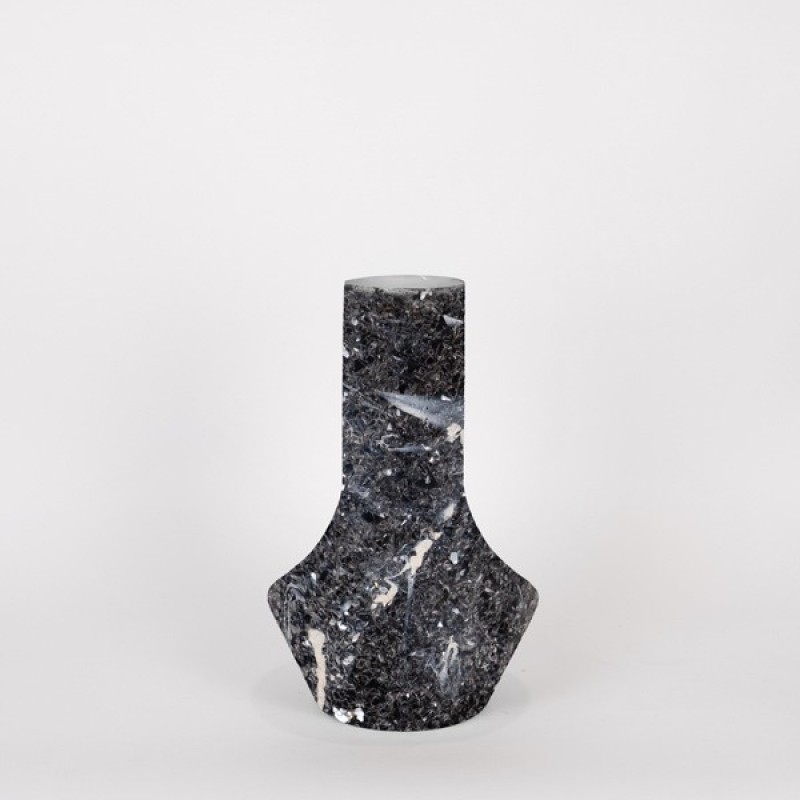VASE METAL MOSAIC BLACK ANTIQUE 26x26x39cm 819-01070