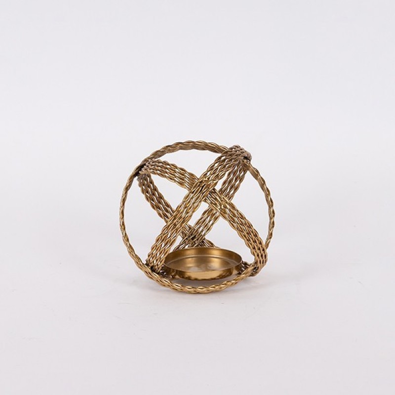 CANDLE HOLDER METALIC GOLD 18x19x15.5cm 819-01083