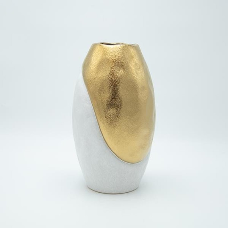VASE CERAMIC GOLD - WHITE 18x18x31cm 819-01174
