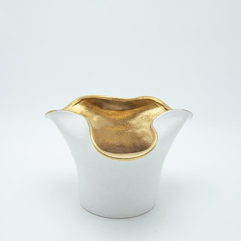 VASE CERAMIC GOLD -WHITE 25.5x23.5x16cm 819-01190