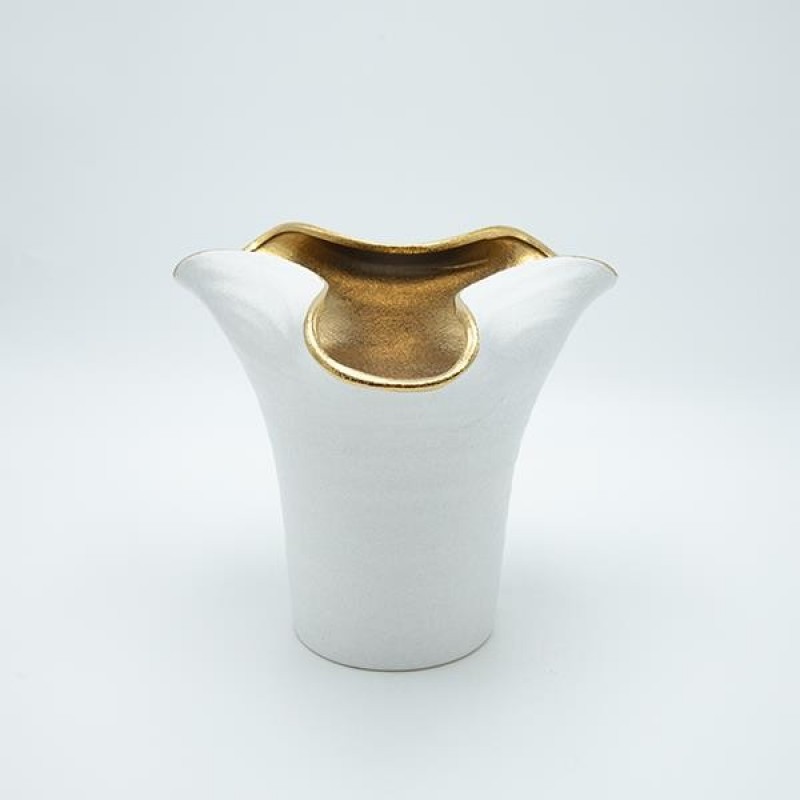 VASE CERAMIC GOLD - WHITE 24x22x22cm 819-01191