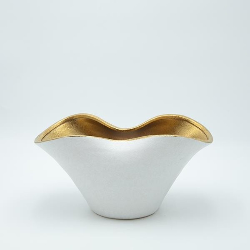 VASE CERAMIC GOLD -WHITE 30.5x16.5x14cm 819-01192