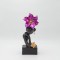 DECORATIVE SCULPTURE WOMAN WITH FLOWERS BLACK-MAUVE-GOLD 13Χ7.5Χ32.5CM 819-01242