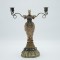 CANDLE HOLDER STATUETTE POLYRESIN ANTIQUE GOLD - PEACH 25x12x30cm 819-01260