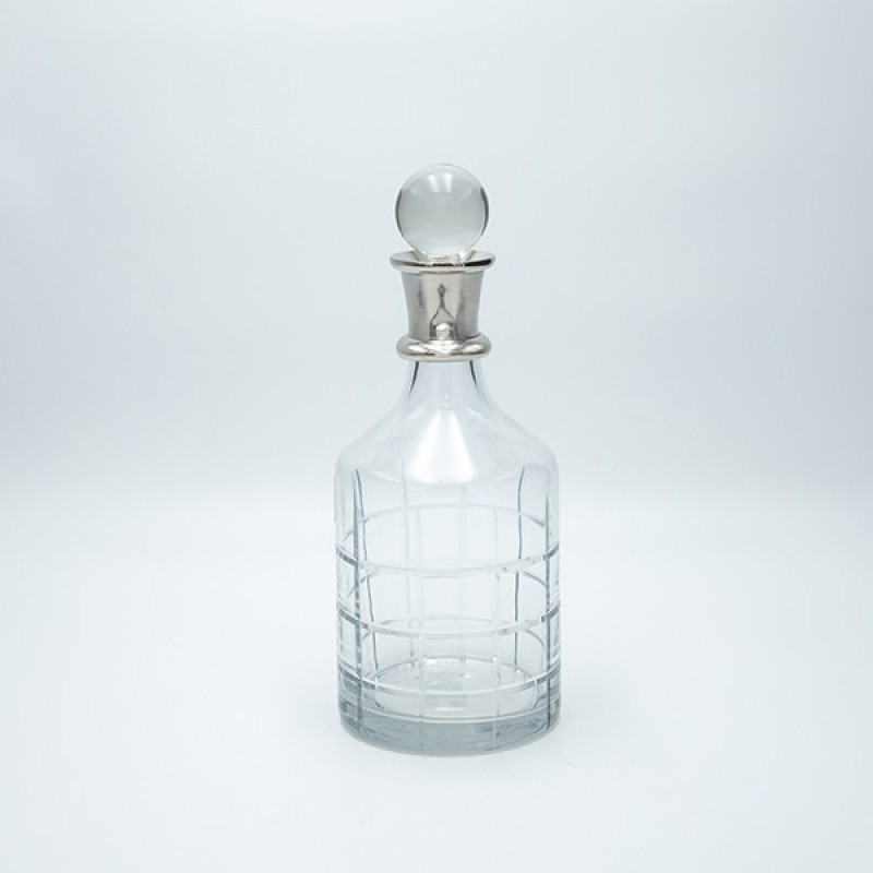DECANTER GLASS-METAL SILVER 26x11cm 819-01278