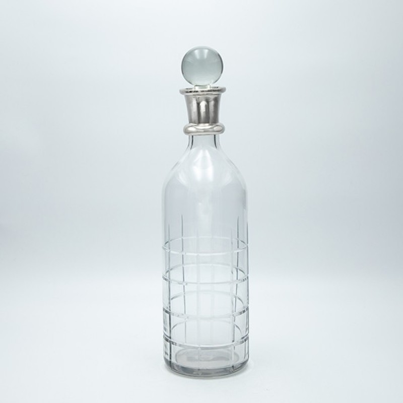 DECANTER GLASS-METAL SILVER 34x10cm 819-01279