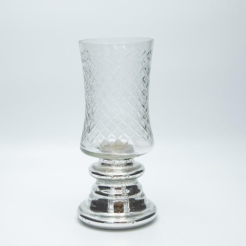 VASE GLASS METAL SILVER 30x13cm 819-01282