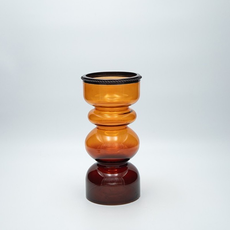 VASE GLASS ORANGE  20χ10cm 819-01291
