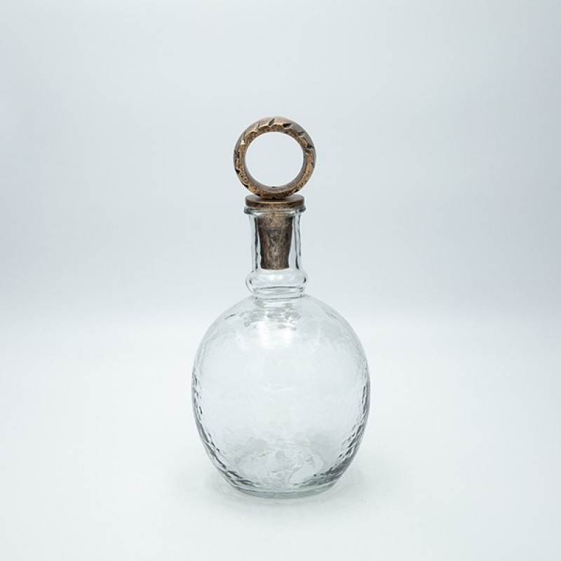 GLASS BOTTLE TRANSPARENT METAL CUP 26 x12 cm 819-01295