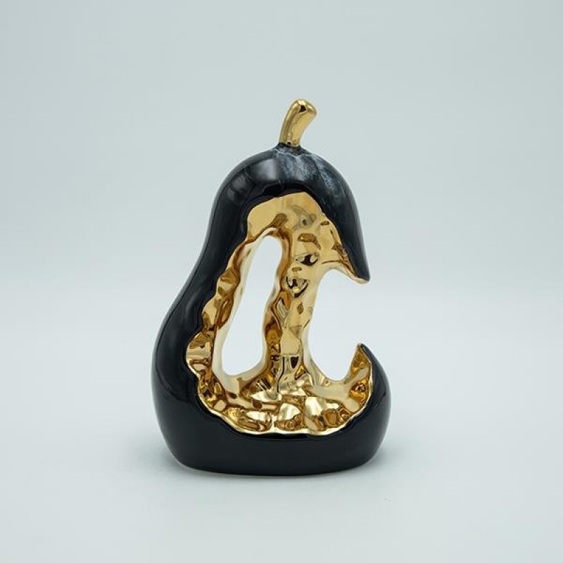DECORATION PEAR CERAMIC BLACK-GOLD 13.5x9x20.5cm 819-01327