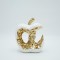 DECORATION APPLE CERAMIC WHITE -GOLD 17.5x9x20.5cm 819-01328