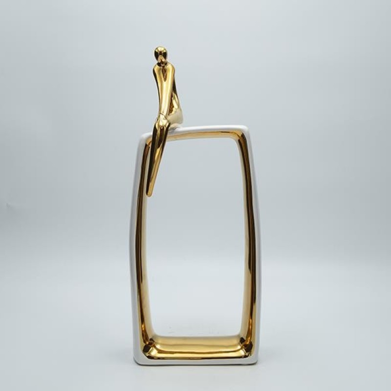 DECORATION STATUETTE CERAMIC WHITE-GOLD 13.5x6.5x34cm 819-01330