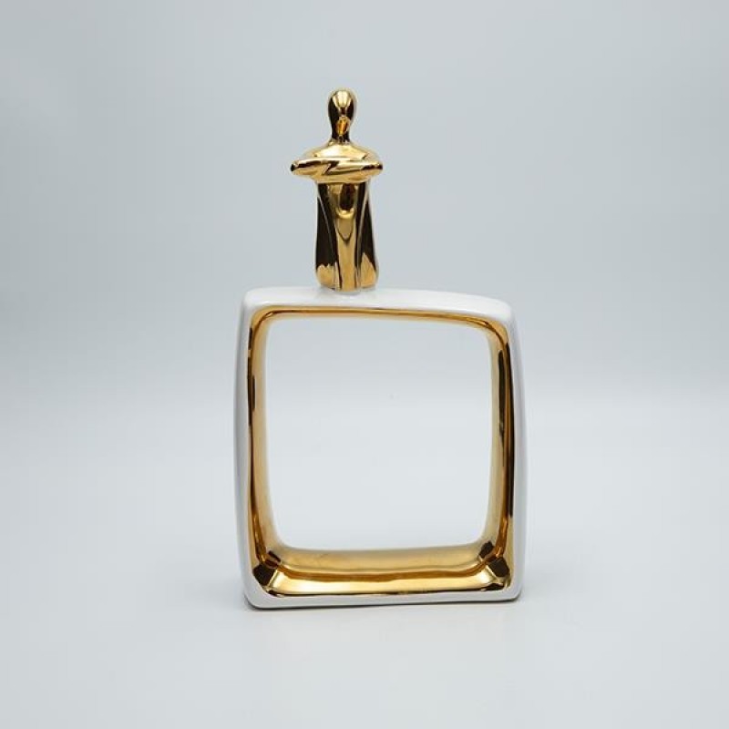 DECORATION STATUETTE CERAMIC WHITE-GOLD 14.5x6.5x34cm 819-01331
