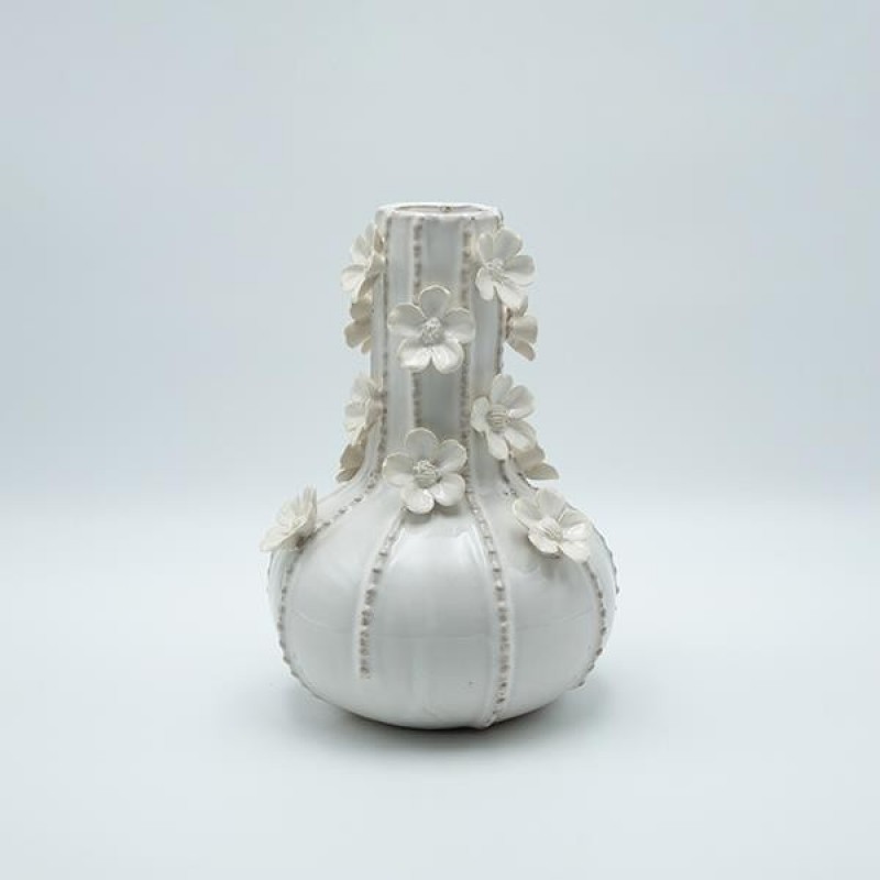 VASE WITH FLOWERS CERAMIC WHITE 17x17x24.5cm 819-01333