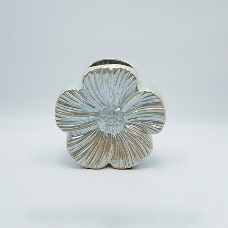 VASE FLOWER CERAMIC BLUE - BEIGE 24x8.5x24cm 819-01346