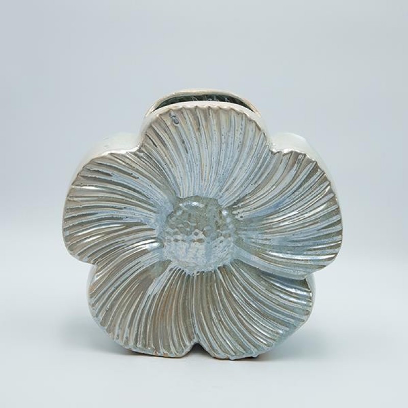 VASE FLOWER CERAMIC BLUE - BEIGE 28.5x10x27.5cm 819-01347