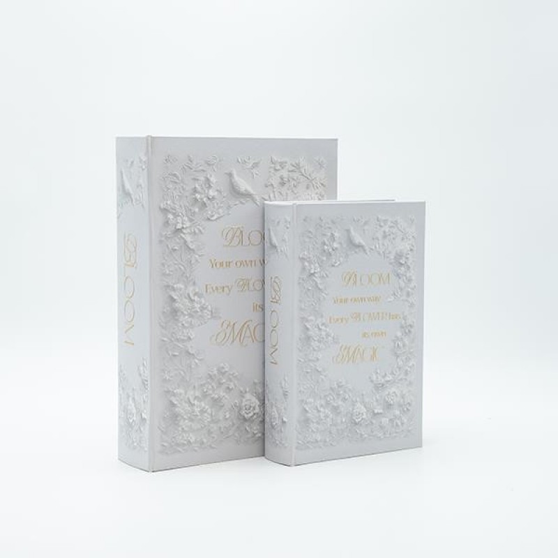 DECORATIVE BOOK BOX WOODEN WHITE 21x7x30cm 819-01348