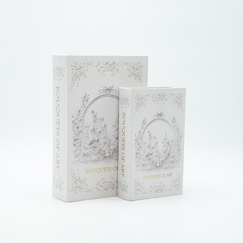 DECORATIVE BOOK BOX WOODEN WHITE 18x7x27cm 819-01349