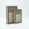 S/2 DECORATIVE BOOK BOX WOODEN BROWN 21x7x30cm 819-01357