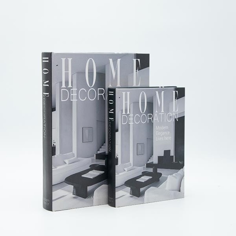 S/2 DECORATIVE BOOK BOX WOODEΝ BLACK-WHITE -GREY 31x31x48cm 819-01358