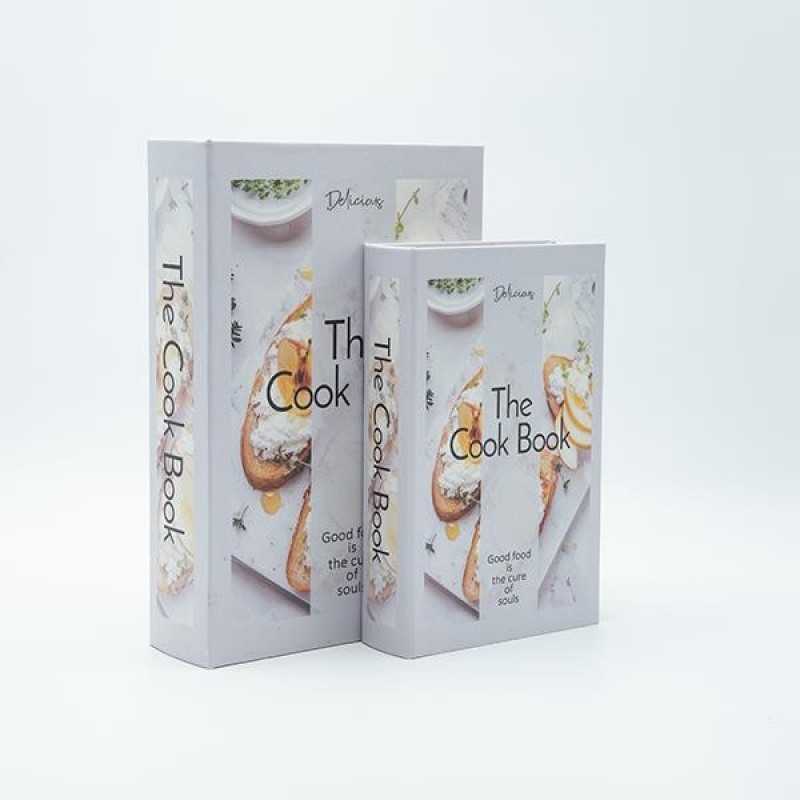 S/2 DECORATIVE BOOK BOX  WOODEN WHITE-GOLD 21x7x30cm 819-01363