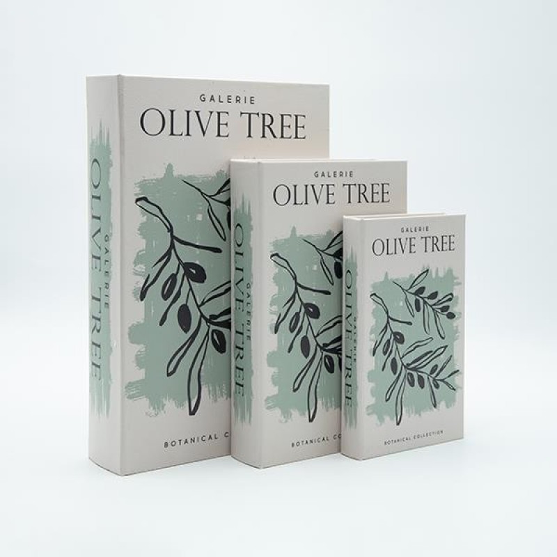 S/3 DECORATIVE BOOK BOX WOODEN WHITE-GREY 22x7x33cm 819-01368