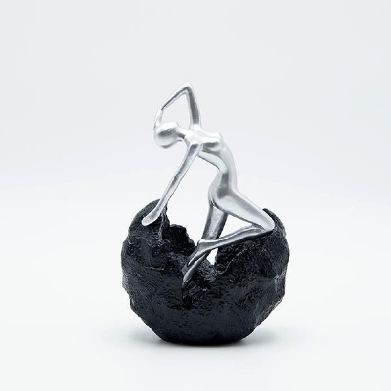 DECORATIVE SCULPTURE FIGURE POLYRESIN BLACK-SILVER 12.5x6.5x19.5cm 819-01371