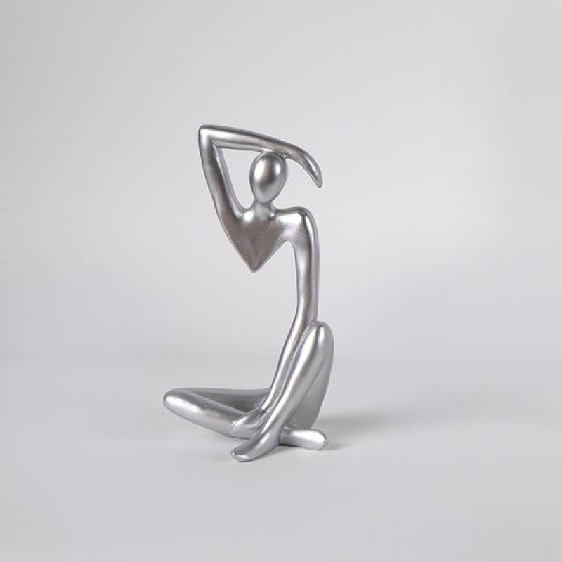 DECORATIVE SCULPTURE FIGURE POLYRESIN SILVER 12x9x23cm 819-01373