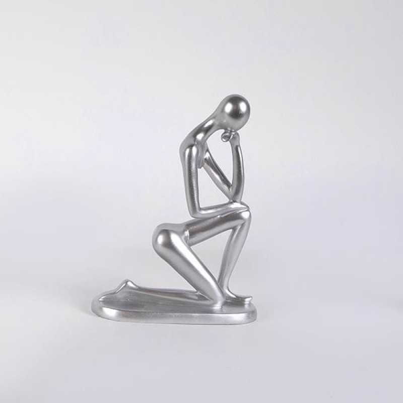 DECORATIVE SCULPTURE FIGURE POLYRESIN SILVER 16.5x8x22.5cm 819-01374