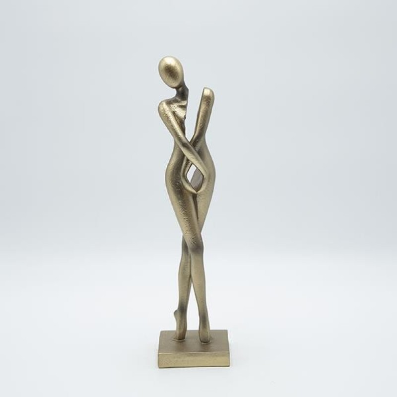 DECORATIVE SCULPTURE FIGURE POLYRESIN GOLD FINISH  7.5x7.5x31cm 819-01379