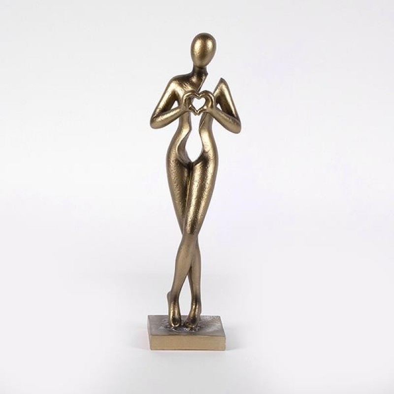 DECORATIVE SCULPTURE FIGURE POLYRESIN GOLD FINISH 8.5x7x30cm 819-01380