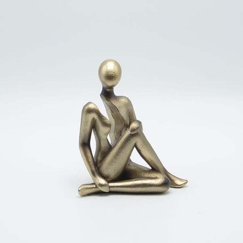 DECORATIVE SCULPTURE FIGURE POLYRESIN GOLD FINISH 12x8x14cm 819-01381