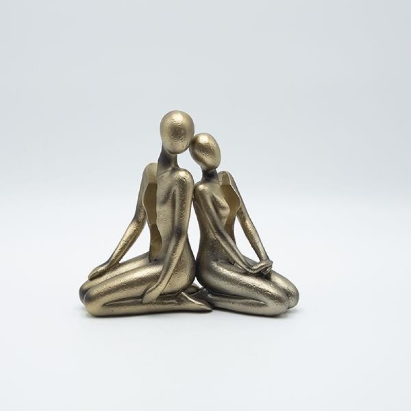 DECORATIVE SCULPTURE FIGURE POLYRESIN GOLD FINISH 18.5x7.5x17cm 819-01382