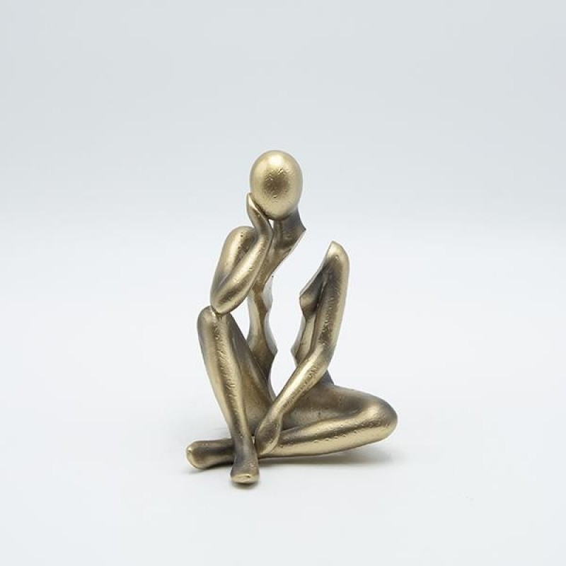 DECORATIVE SCULPTURE FIGURE POLYRESIN GOLD FINISH 10.5x9.5x14cm 819-01383