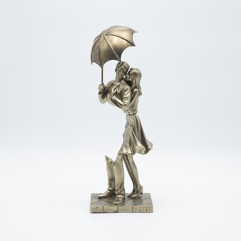 DECORATIVE COUPLE FIGURE POLYRESIN BLACK GRAPHITE FINISH 11.5x8.5x25cm 819-01392