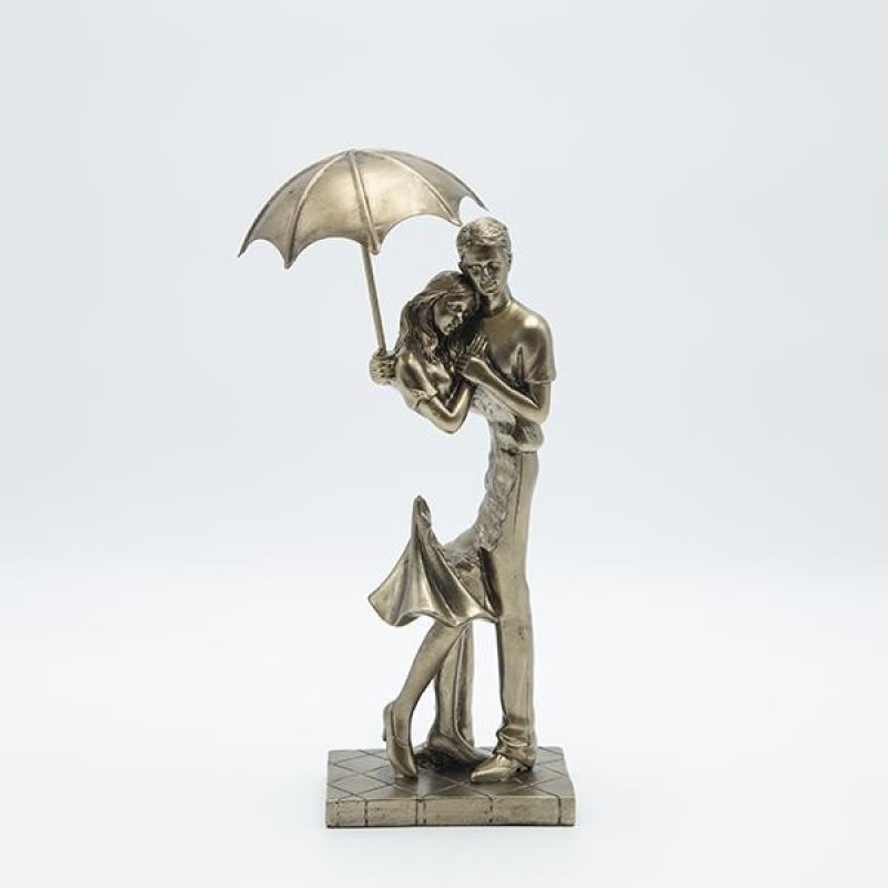 DECORATIVE COUPLE FIGURE POLYRESIN BLACK GRAPHITE FINISH 10.5x8.5x25cm 819-01394